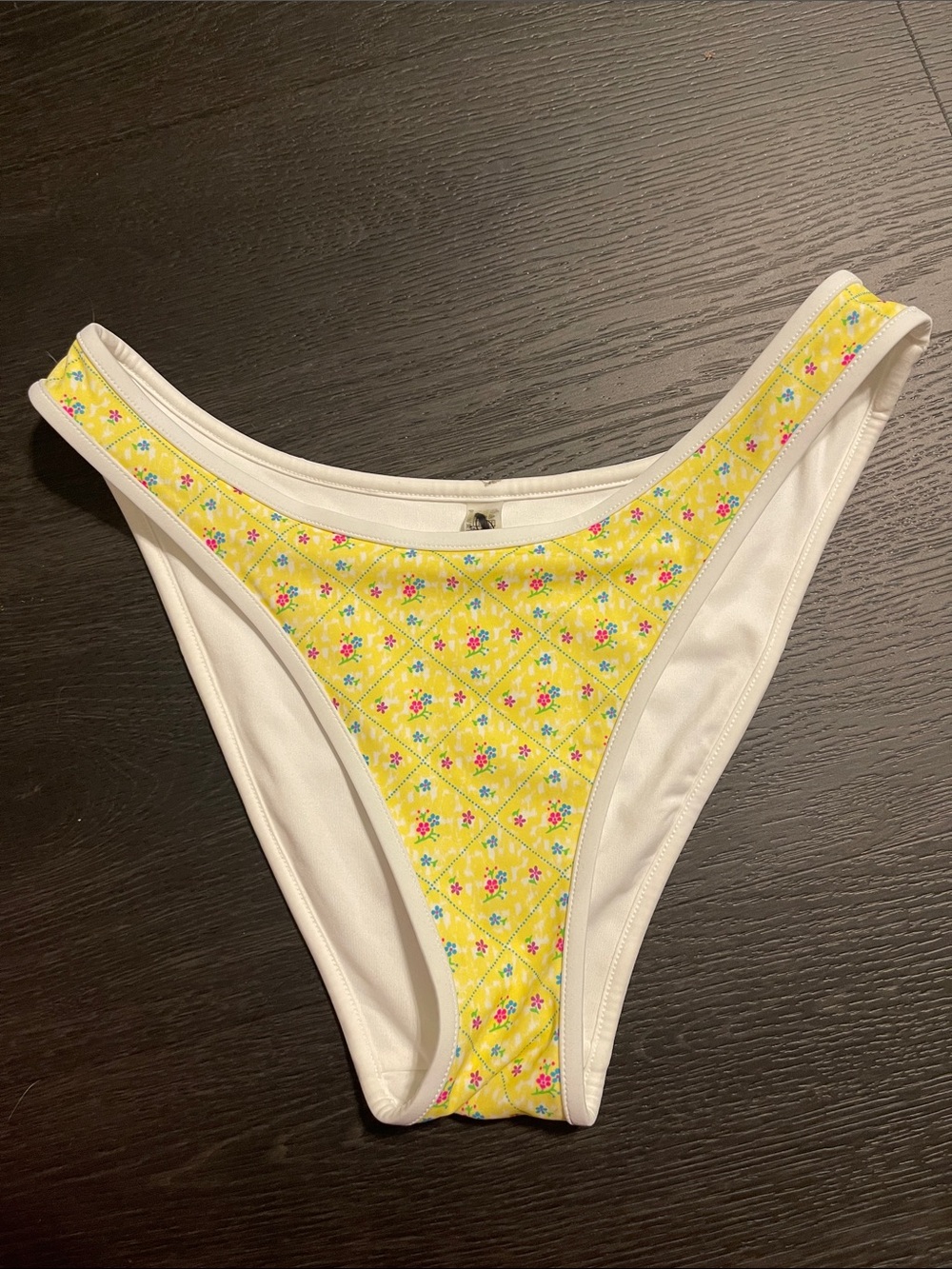 PINK x Frankie's Bikinis Yellow Floral Contrast Swim Bottoms